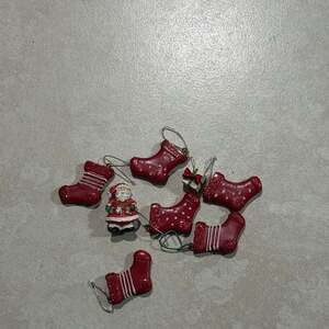 Christmas Holiday Ornaments - Santa, Stockings, and Gift Boxes - Fe